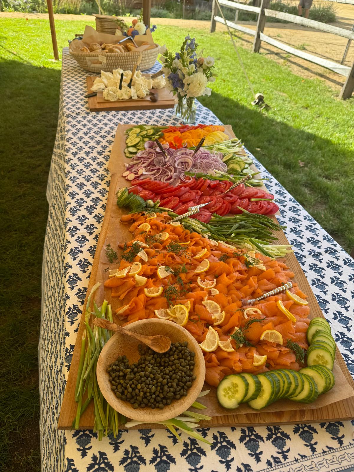Seasonal smoked salmon spread with garden vegetables
